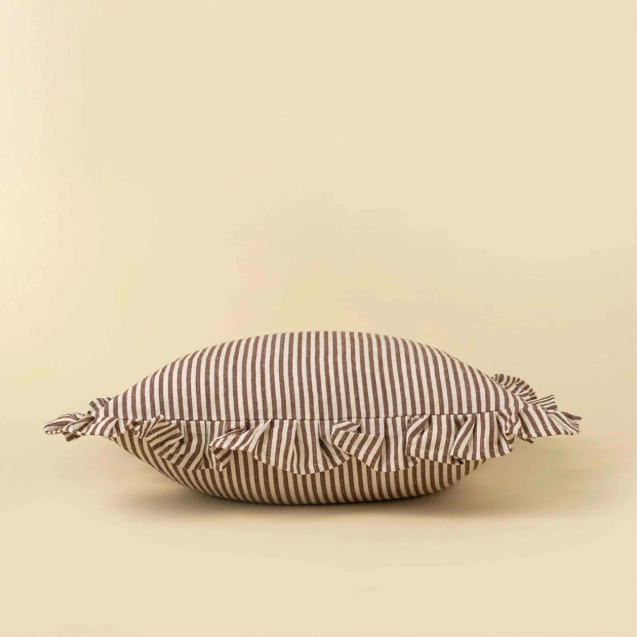 Ruffle Thin Stripe Brown 20x20 Pillow Cover