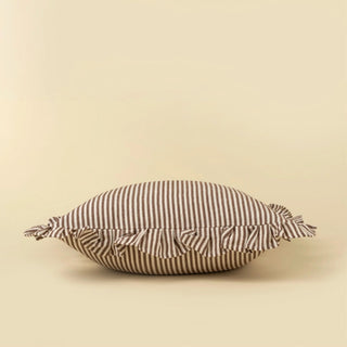 Ruffle Thin Stripe Brown 20x20 Pillow Cover
