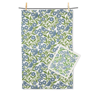 Birds & Leaves Dishcloth & Kitchen Towel Set