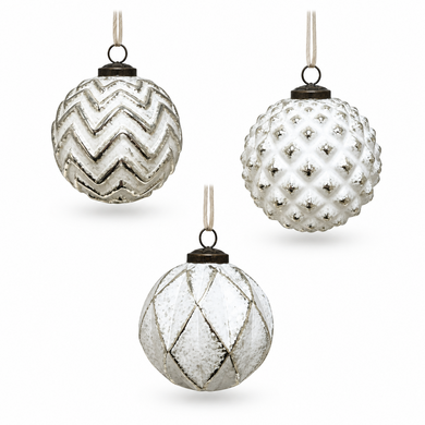 Modern White Washed Ornaments - 4