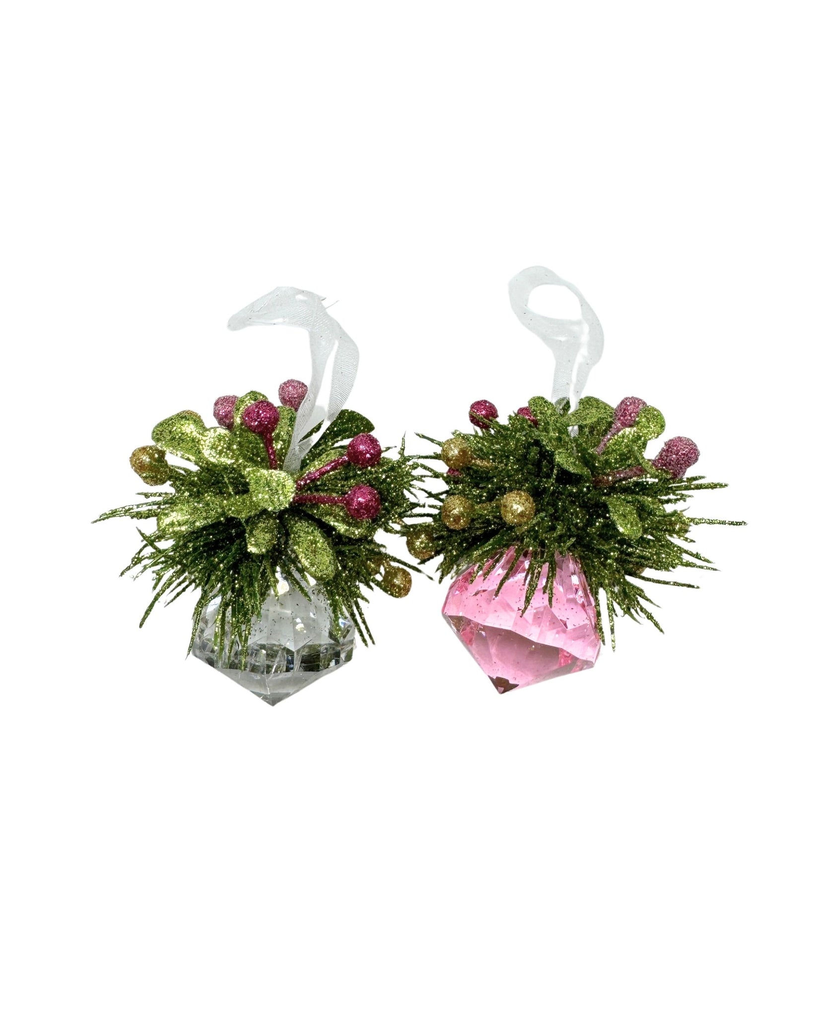 Teeny Mistletoe Jewel Ornament- Pink Berries