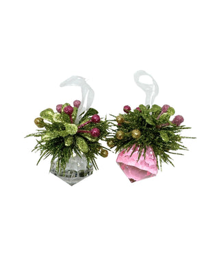 Teeny Mistletoe Jewel Ornament- Pink Berries
