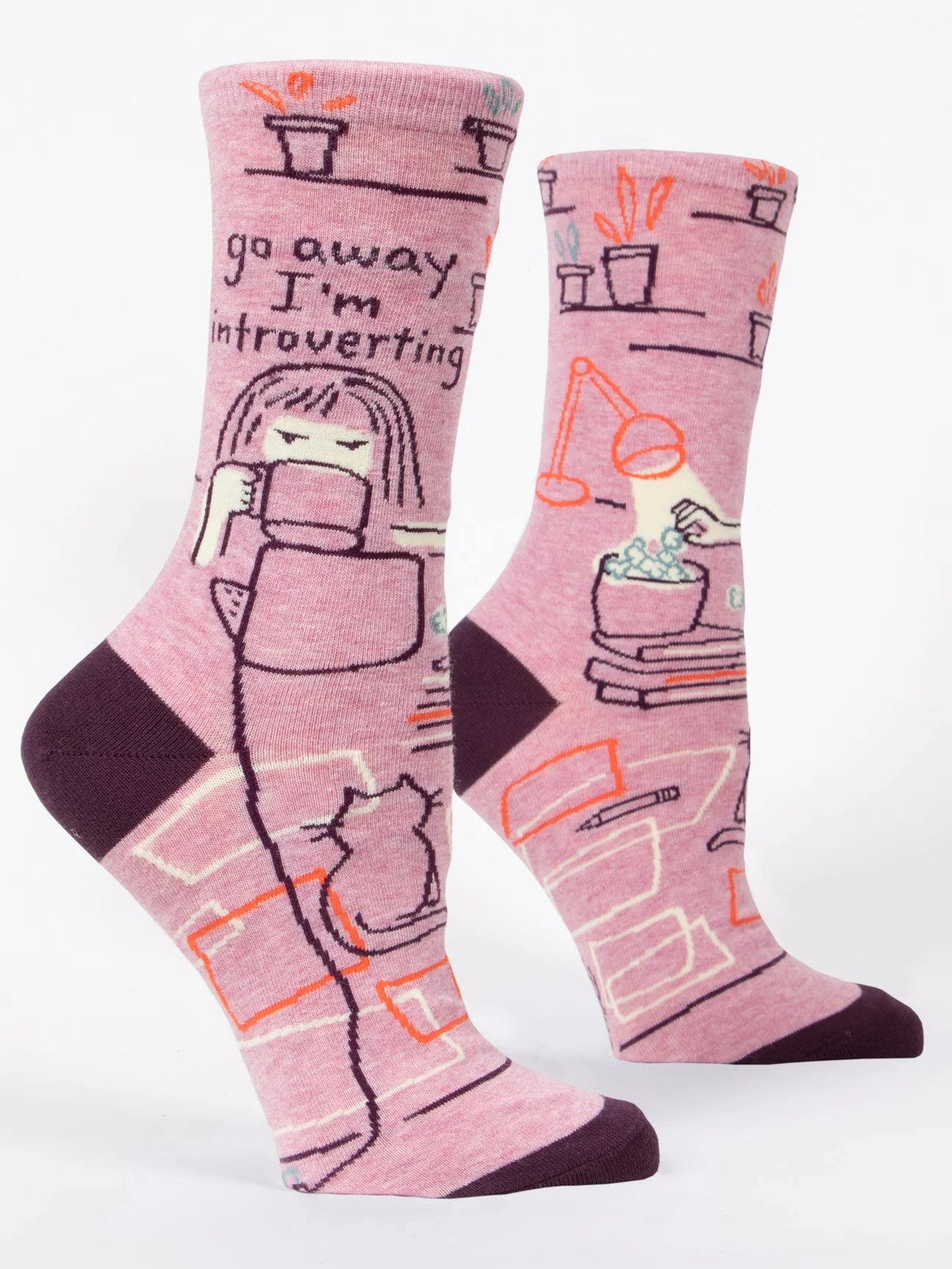 Blue Q Women's Go Away I'm Introverting Crew Socks