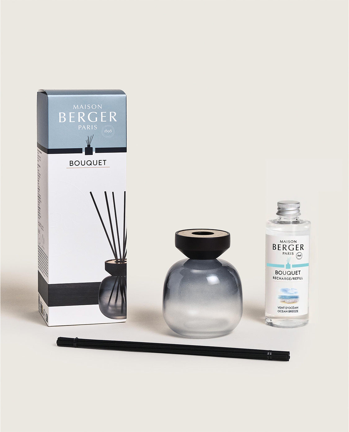Wood Reed Diffuser Ocean Breeze - Black/Frosted White - Maison Berger