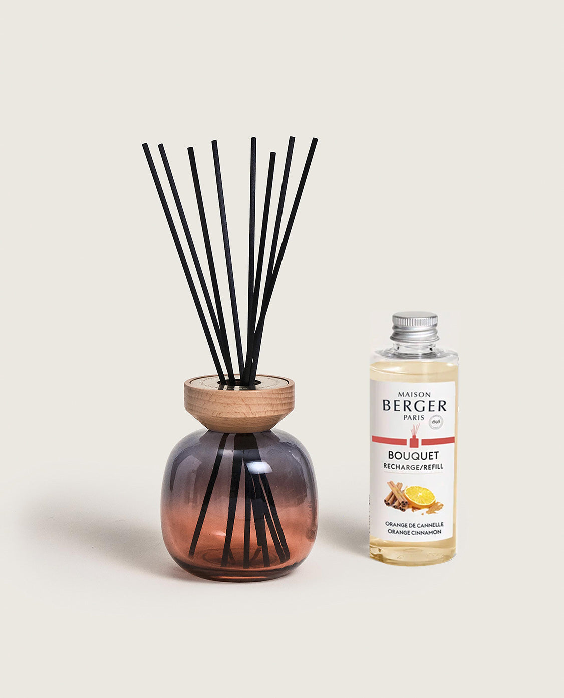 Wood Reed Diffuser Orange Cinnamon - Grey/Red - Maison Berger