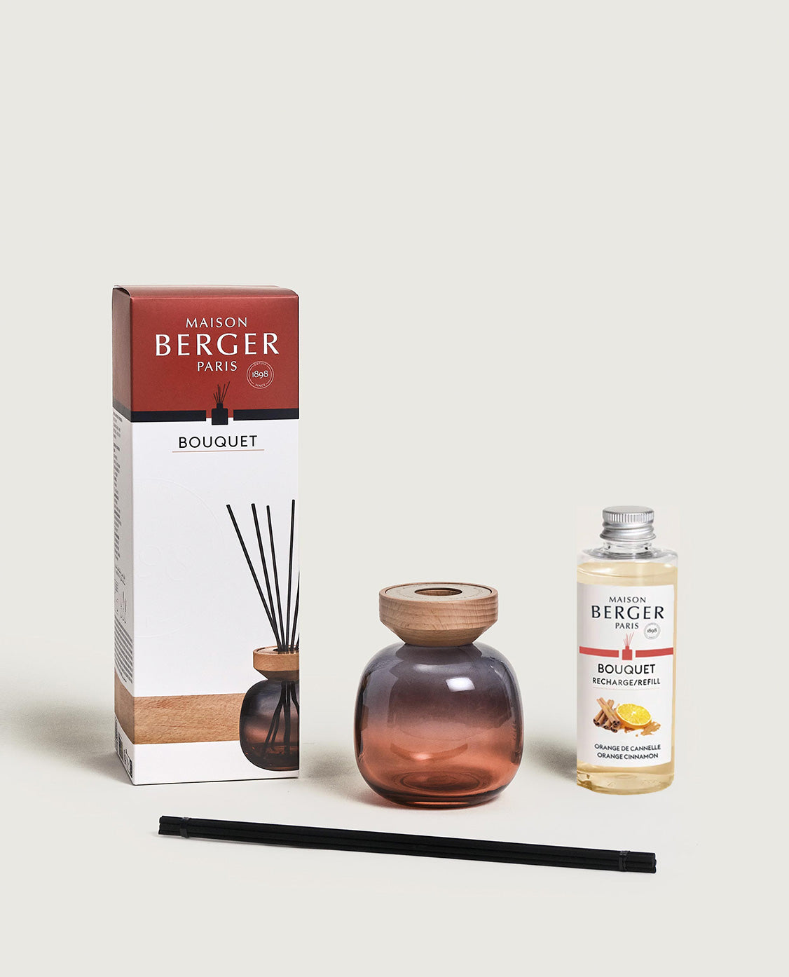 Wood Reed Diffuser Orange Cinnamon - Grey/Red - Maison Berger