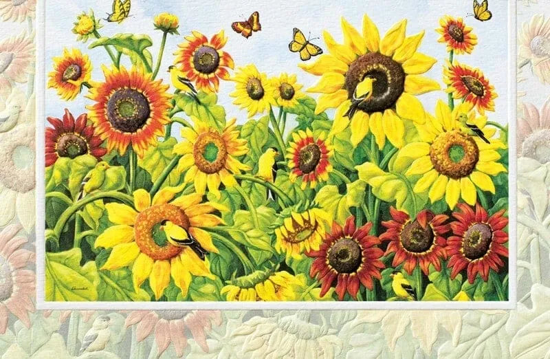Pumpernickle Sunflowers & Goldfinches Birthday Card