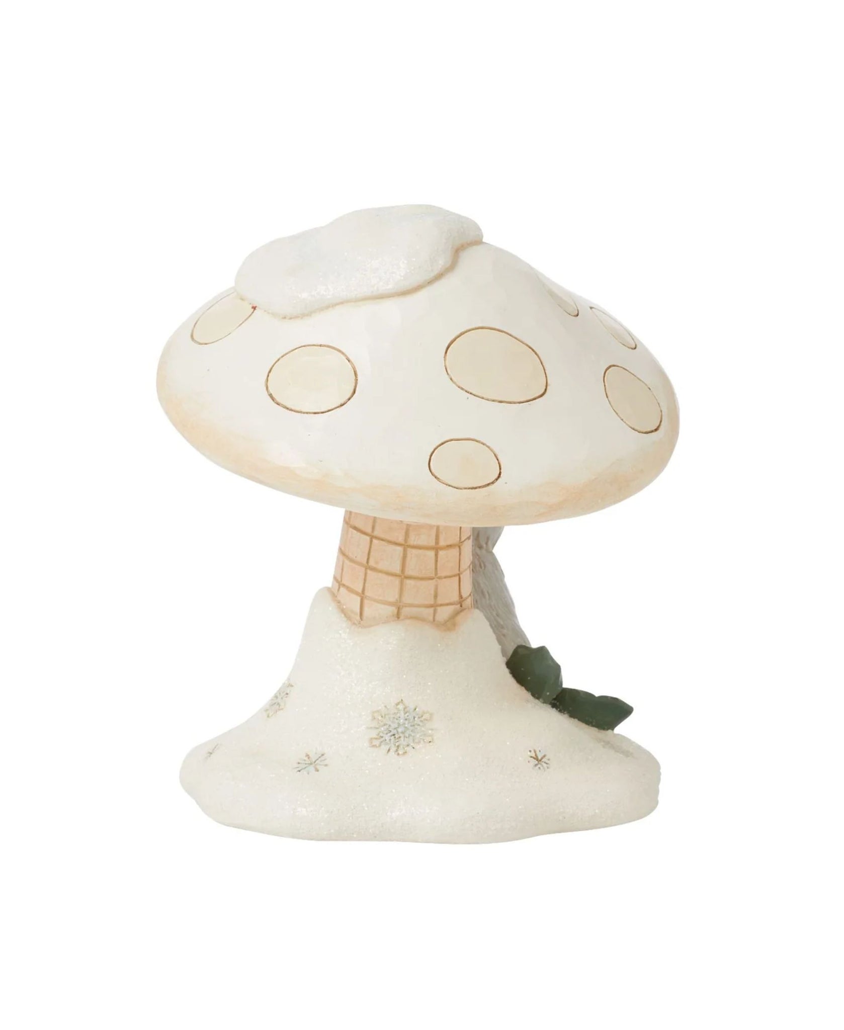 Jim Shore White Woodland Bunny Next To Mushroom