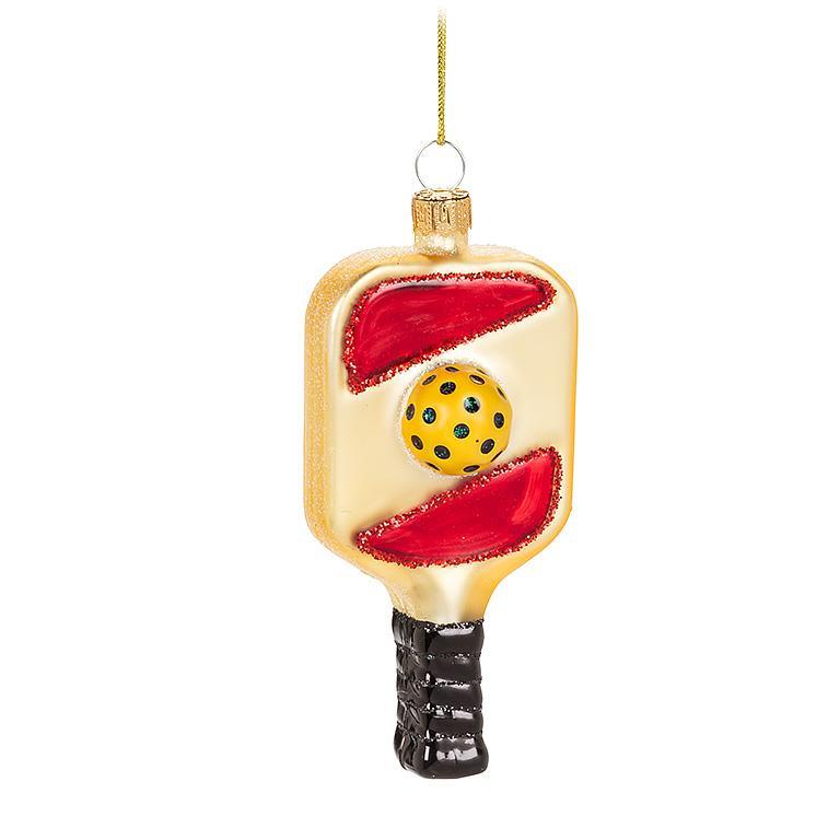 Pickle Ball Paddle Glass Ornament