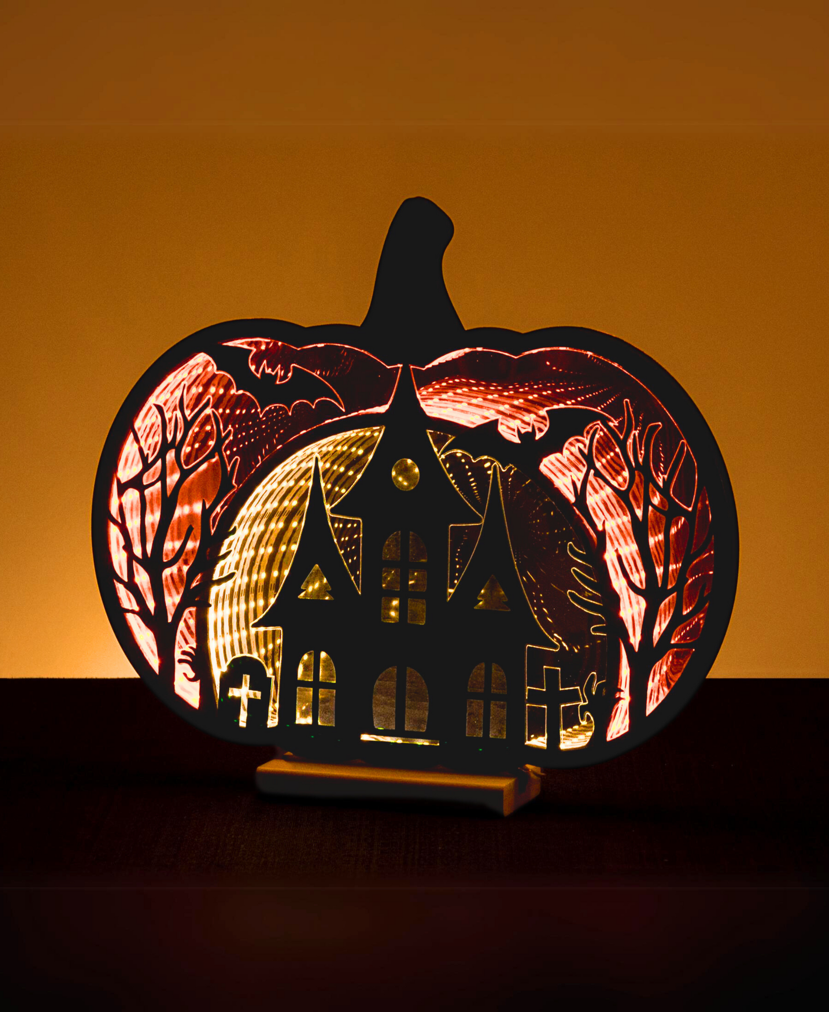 Pumpkin with Bats Halloween Infinity Light