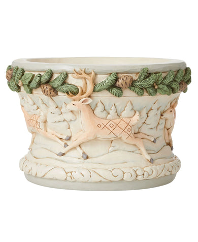 Jim Shore White Woodland Decorative Centerpiece Bowl