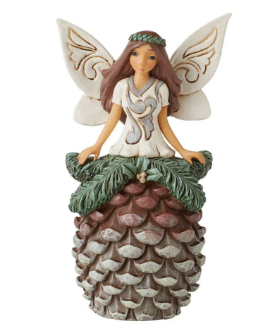 Jim Shore White Woodland Fairy with Pinecone Skirt Figurine