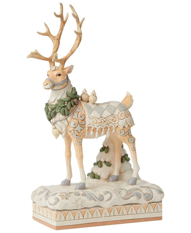 Jim Shore White Woodland Large Reindeer Centerpiece