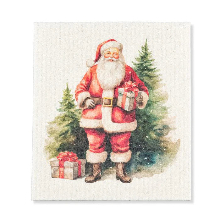Classic Santa With Presents Swedish Dishcloth