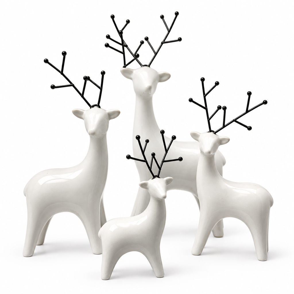 Ceramic White Glazed Deer