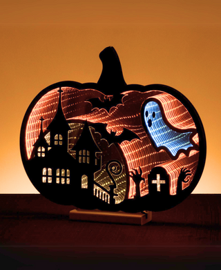 Pumpkin with Ghost Halloween Infinity Light