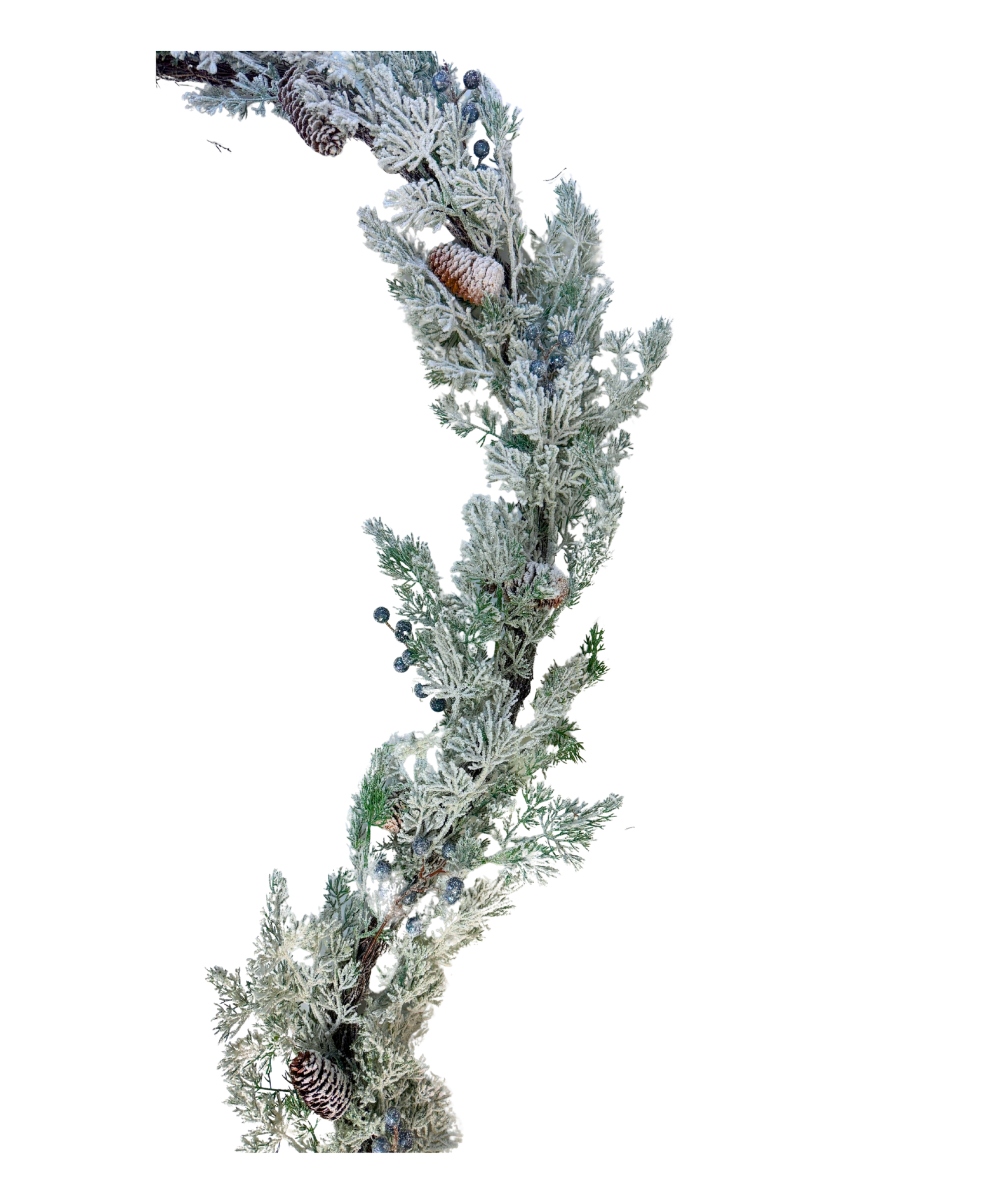 Flocked Pine With Berries Garland