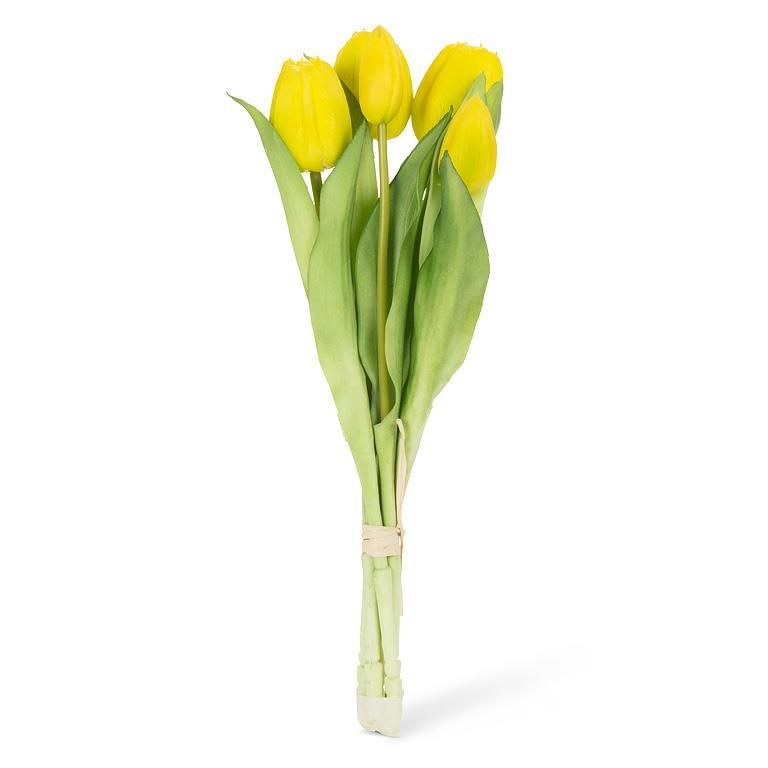 Lifelike 5 Stem Tulip Bunch - Yellow