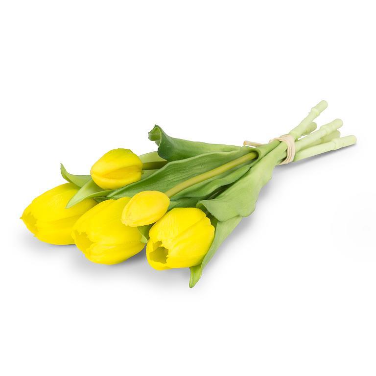 Lifelike 5 Stem Tulip Bunch - Yellow