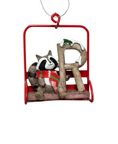 Ski Lift Monogram Ornament - R