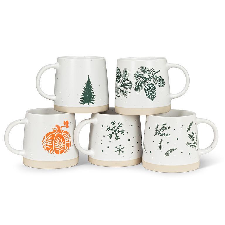 Wide Based Mug With Tree Branches