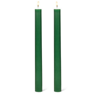 Ridged Taper Candles Hunter Green - 2/Pk