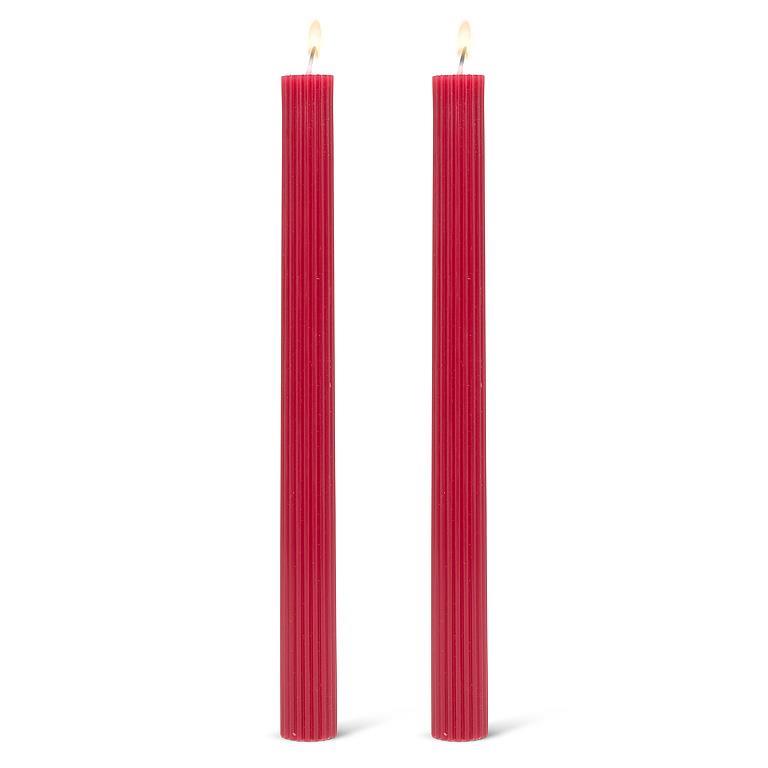 Ridged Taper Candles Red - 2/Pk