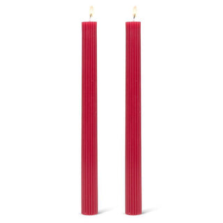 Ridged Taper Candles Red - 2/Pk