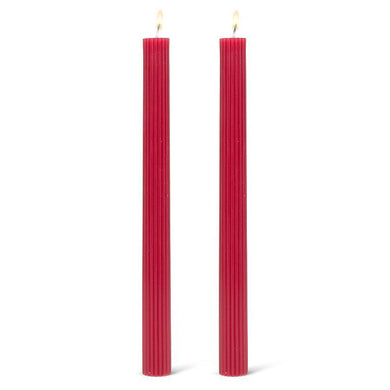 Ridged Taper Candles Red - 2/Pk
