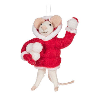 Throwing Snowballs Mouse Ornament