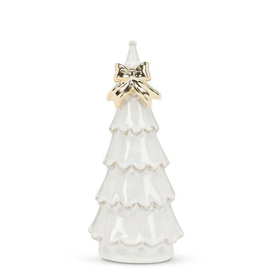 Medium Snowy Tree with Gold Bow