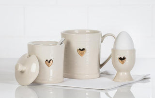 Rimmed Mug With Gold Heart