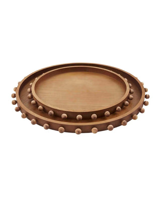 Beaded Wood Tray Set