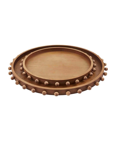 Beaded Wood Tray Set