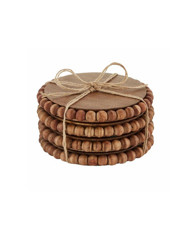 Beaded Wood Coaster Set