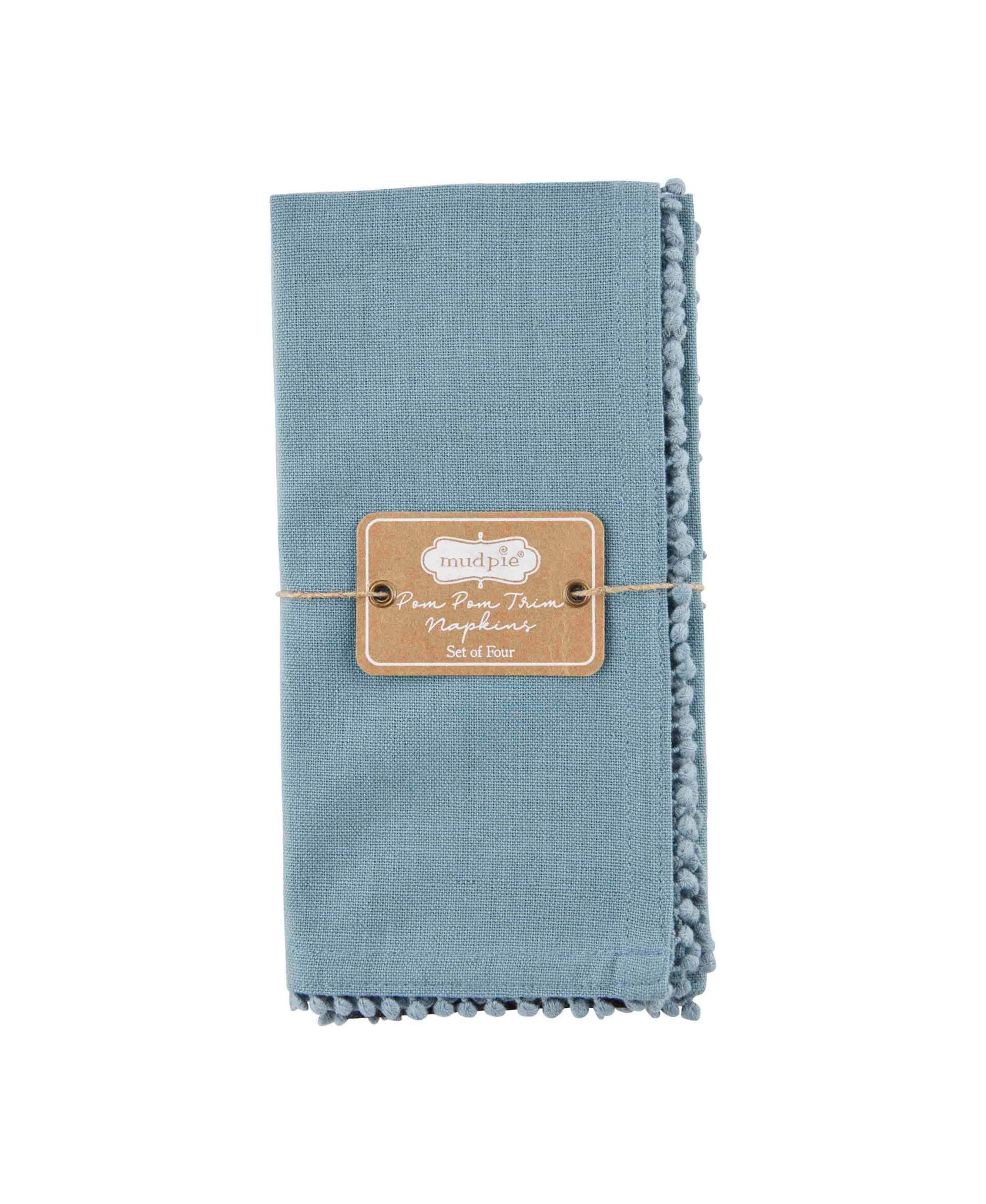Pom Pom Cloth Napkin Set - Blue