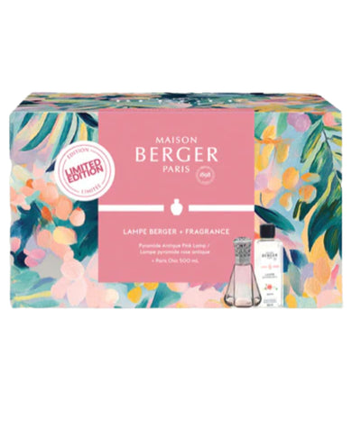 Maison Berger Limited Edition Gift Set: Antique Pink Pyramid Lamp and Paris Chic