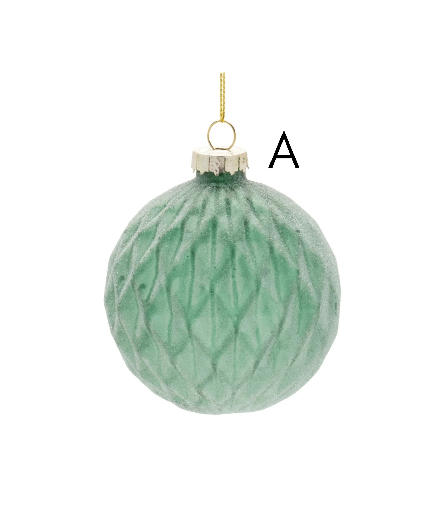 Frosted Green Glass Ornaments
