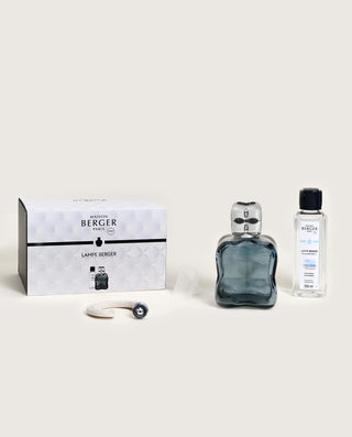 Cozy Steel Blue Fragrance Lamp Gift Set with Ocean Breeze - Lampe Berger
