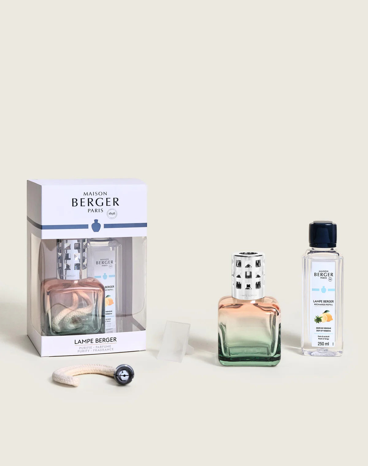 Glacon Peach Green Gradient Fragrance Lamp Gift Set With Ocean Breeze - Lampe Berger