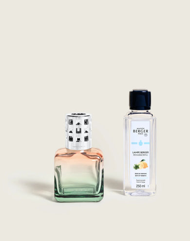 Glacon Peach Green Gradient Fragrance Lamp Gift Set With Ocean Breeze - Lampe Berger