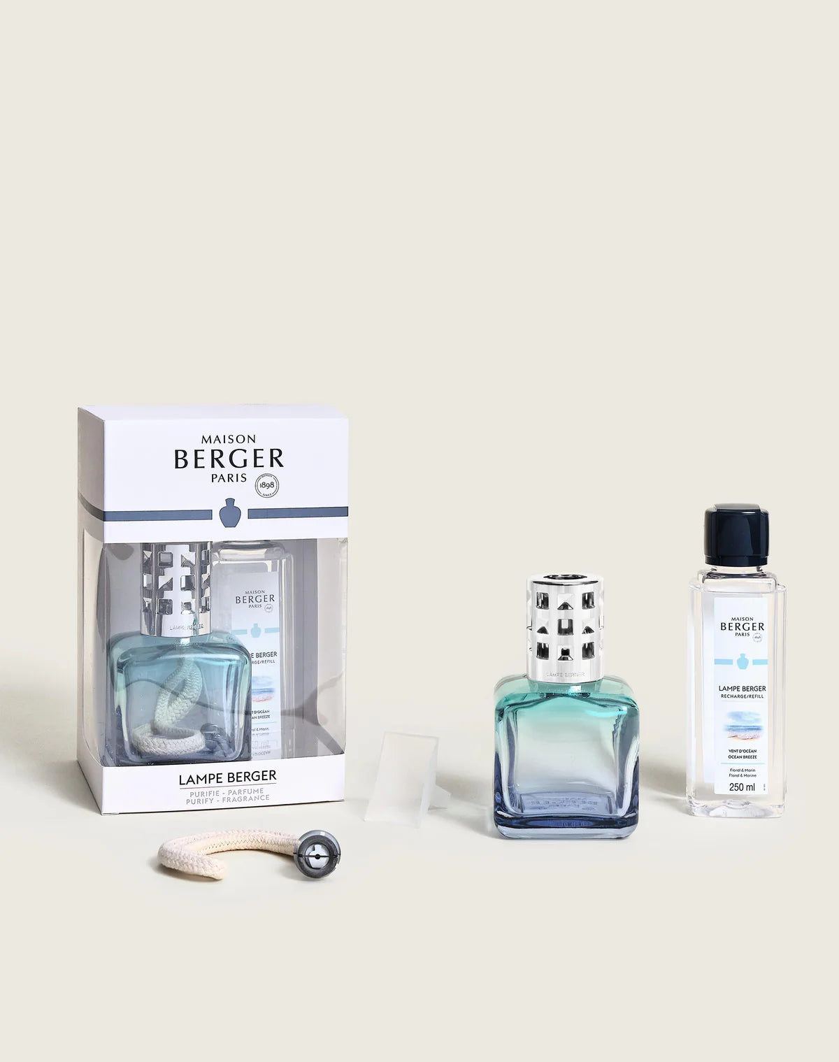 Glacon Turquoise Blue Gradient Fragrance Lamp Gift Set With Air Pur So Neutral - Lampe Berger