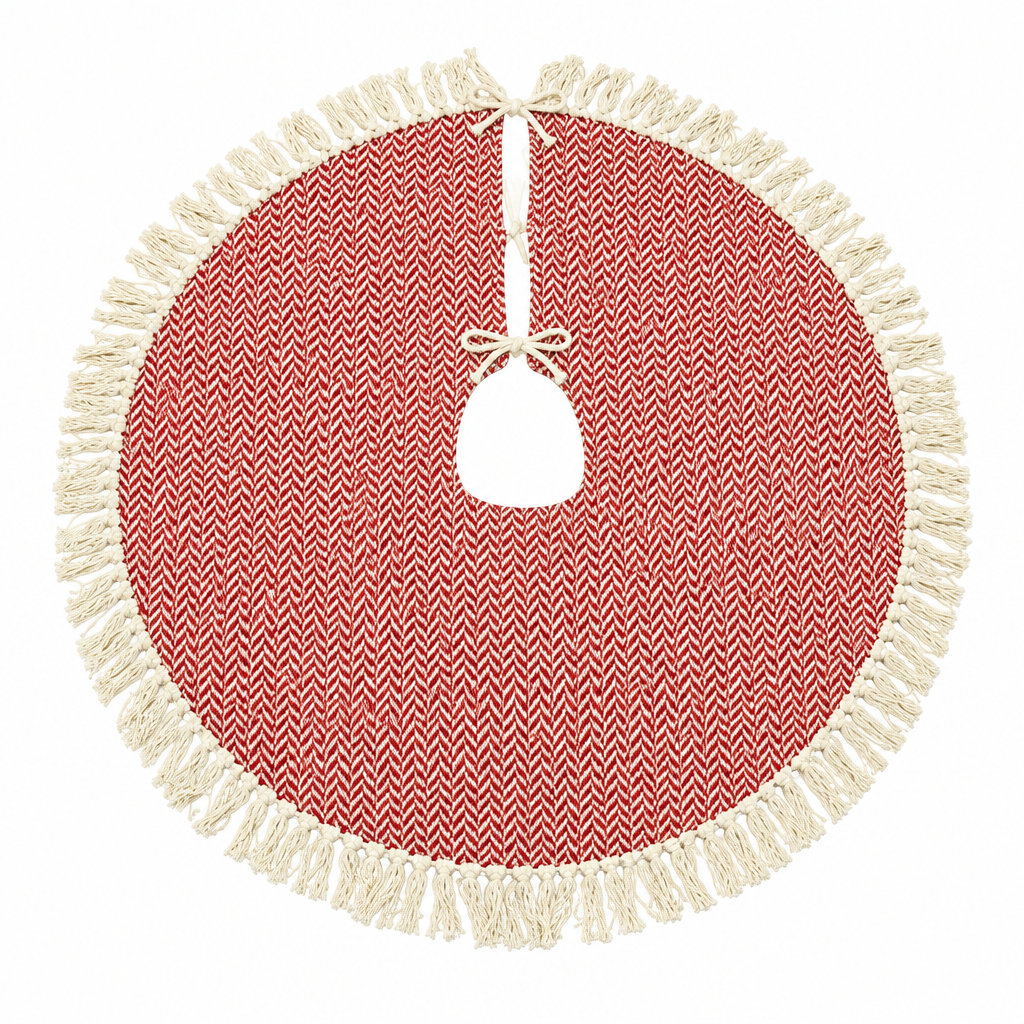 Red And Natural Woven Tree Skirt