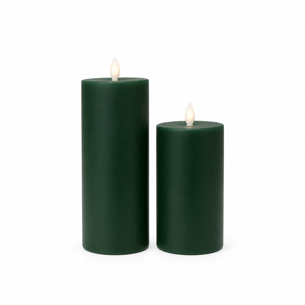 Green LED Wax Pillar Candle