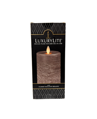 Grey Textured LED Wax Pillar Candle - 7