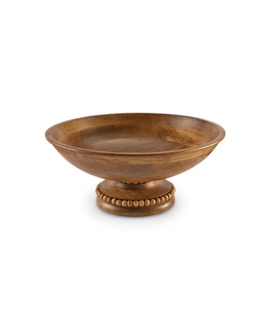 Beaded Wood Pedestal Bowl