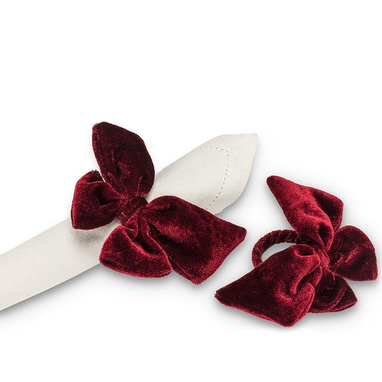 Velvet Bow Napkin Ring - Burgundy