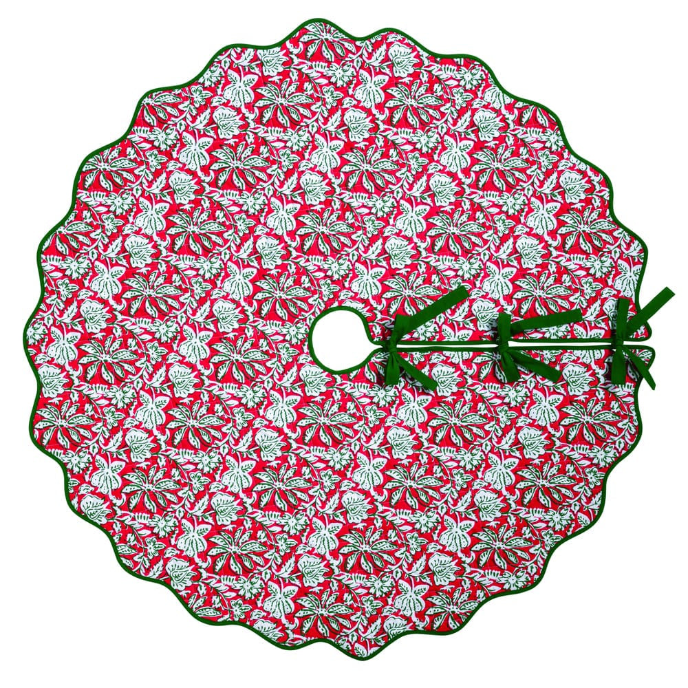 Christmas Block Print Tree Skirt