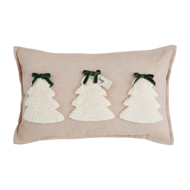 White Trees Tufted Pillow