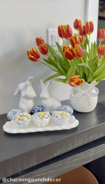 Stripe And Blue Bow Ramekin Set